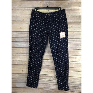 Docker Womens Pants Size 4  Blue With White Anchors Skinny Leg Cotton Pants